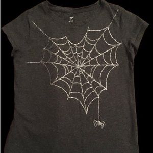 Girls Halloween T-shirt - Glittery Spiderweb